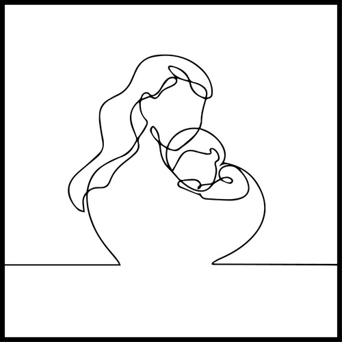 Cuadro Minimalista Regalo Día Madre Mama Bebe En Brazos 2