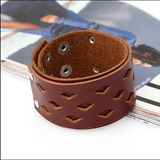 Pulsera Manilla Brazalete De Cuero Rombos Unisex