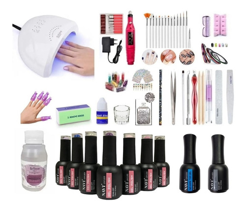 Kit Inicial X60 Completo Uñas 48w Deco Nail Art Cabina Torno