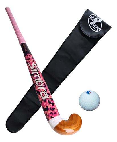 Kit De Hockey: Palo Madera Simbra + Funda + Bocha