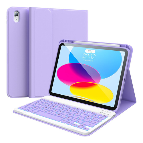 Funda Para iPad De Gen 10 Con Teclado Y Soporte-lila