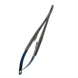 Porta Agulha Castroviejo 14 Cm Curvo Videa Cb Plano Azul Sm