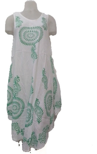 Vestido Hindu Señora Amplio Blanco Con Finos Detalles 