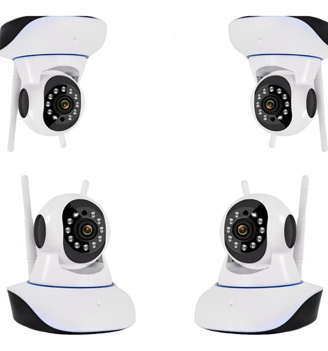 Kit 4 Camera Segurança 3 Antenas Robo Ip Wifi 360º 720p Hd