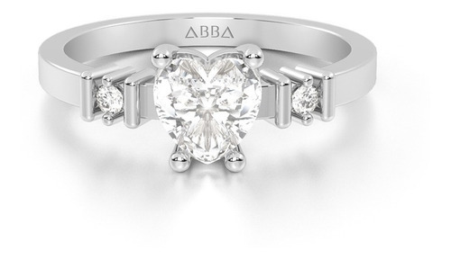 Anillo De Compromiso Corazon Oro 14k Paris Abba Joyas