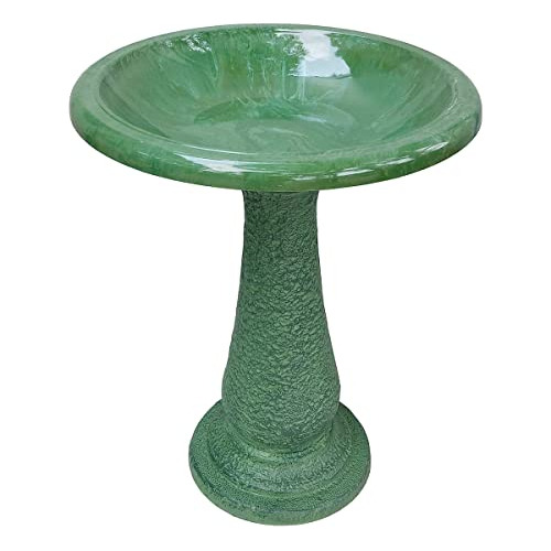 Baño De Aves De 25 Pulgadas Kale Green Fiber Clay Bird...