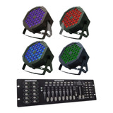 Kit 4 Canhão Par 64 Rgb Triled 36 Led 3w + Mesa Dmx 512 Ch