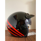 Casco Roda Vintage Negro/rojo Bullet Abierto