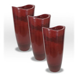 Kit Com 03 Vasos Decorativos De Polietileno Cônico Duna 04