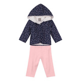 Conjunto Infantil Bebê Menina Casaco Forrado Legging Mundi