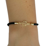 Pulsera Cactus Baño De Oro 18k Con Cordón Ajustable