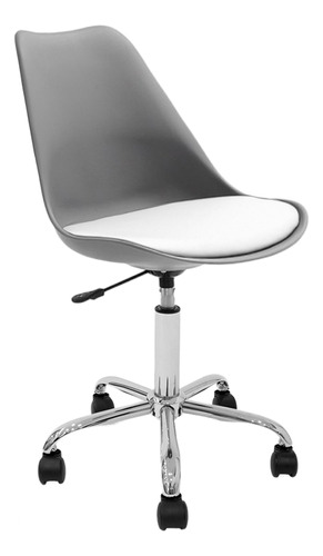 Silla Oficina Escritorio Pc Tulip Newmo Color Gris Asiento Blanca