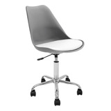 Silla Oficina Escritorio Pc Tulip Newmo Color Gris Asiento Blanca