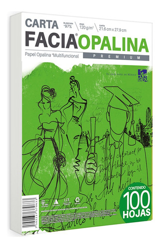 Papel Facia Opalina Carta Copamex 120gr Premium 100 Hojas
