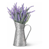 Dahey Florero De Metal Galvanizado Con Lavanda Artificial Rú