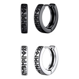 Pack 2 Pares Aros Runas Vikingas Hombre Mujer Piercing Oreja