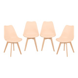 Set De 4 Sillas Eames Onof Minimalistas Modernas Madera Onof Asiento Arena