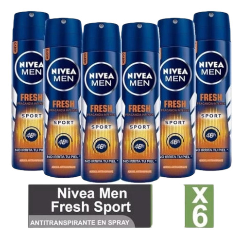 Pack X 6 Desodorante Nivea Men Fresh Sport No Irrita 48h 