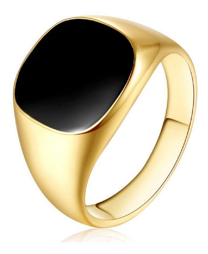 Anillo Hombre O Mujer Acero 316l Modelo Signet - Dorado