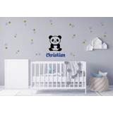 Vinilo Decorativo Infantil Personalizado Panda Estrellas