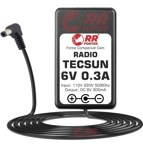 Fonte Carregador 6v Rádio Tecsun R911 R9012 R909 Am Fm Sw