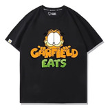 Camiseta De Manga Corta De Algodón Puro Garfield Cat Eat