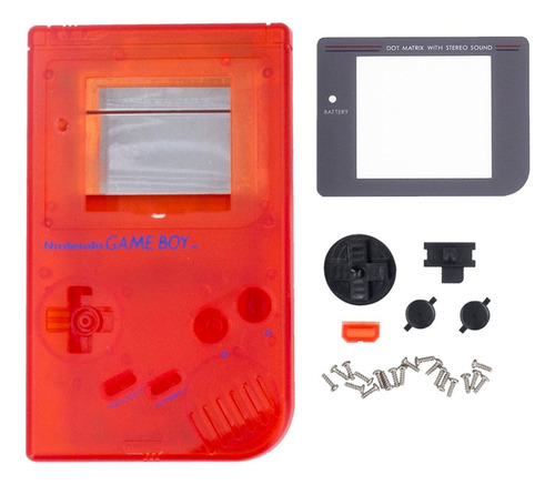 Carcasa Para Game Boy Dmg Transparente Color Rojo Clear