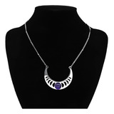 Collar Color Plata Dije Luna Wicca Piedra Amatista Mujer