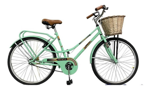 Bicicleta Paseo Kanter Praga R26 Frenos V-brakes Color Verde Pastel Con Pie De Apoyo  