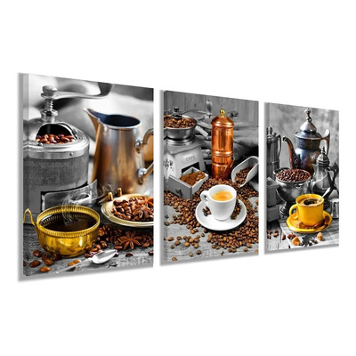3 Cuadros Decorativos Arte Cafe Cocina Moderno Canvas Café