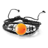 Pulsera Manilla Cuero Esferas De Dragon Ball Z Para Hombre 