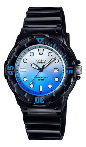 Reloj Casio Lrw-200h-2evdr Resina Para Dama Color De La Correa Negro Color Del Fondo Gris/azul