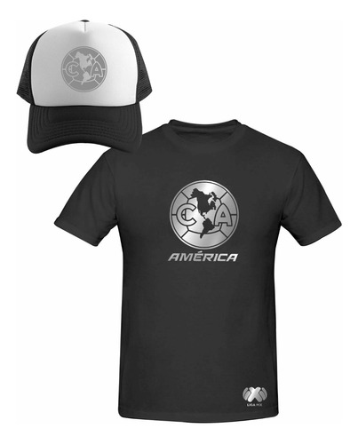 Kit De Playera + Gorra Sublimada Club América Liga Mx Silver