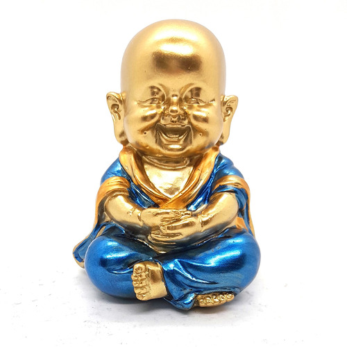 Buda Baby Refletindo Dourando Azul Brilhante Buda 9 Cm