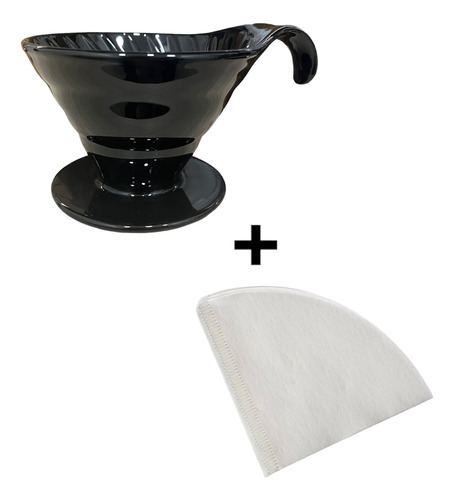 Kit Filtrado Cafetera Dripper V60/02 Ceramica + 100 Filtros