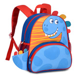 Mochila Escolar De Costas Infantil Clio Pets Dinossauro Azul