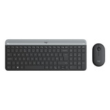 Kit De Teclado Y Mouse Inalámbrico Logitech Mk470 Inglés Us De Color Negro