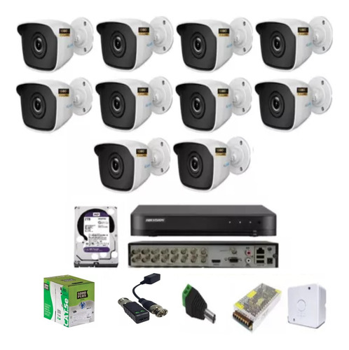 Dvr Hikvision 16 Ch / 10cameras Full / Hd 2t / Balun / Rede