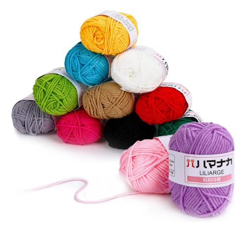 12 Hilos Multicolores Para Tejer Y Ganchillo, 2,5 Mm, 25 G