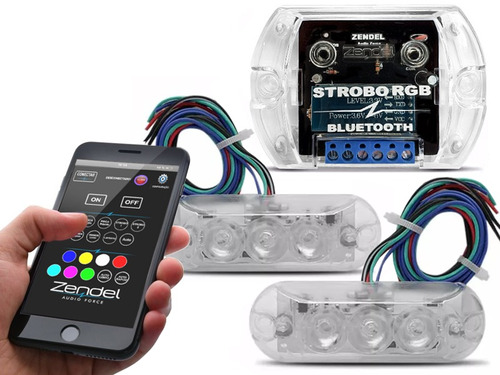 Kit Strobo Automotivo 6 Faróis Bluetooth Rgb A Prova D'água