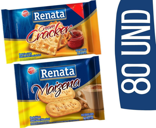 Kit Biscoito Sache Sortidos Renata Cream Cracker Maizena 80u