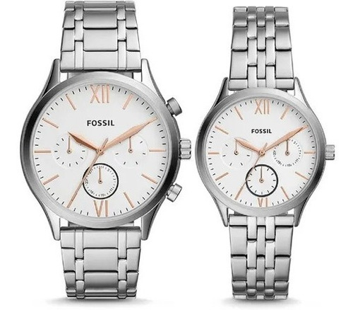 Relojes Fossil Pareja Plateado/blanco Original