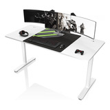 Its_organized Gaming Desk, 60 Inch White I Shaped Computer .