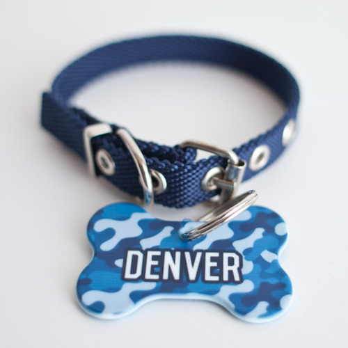 Combo Collar + Chapita Personalizada Para Perros Talle  M