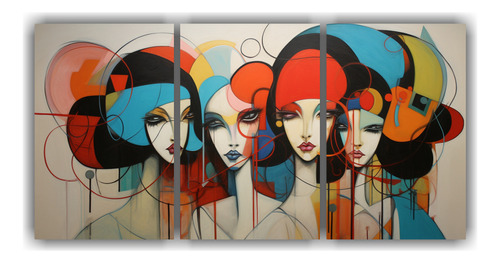 240x120cm Set 3 Canvas Tonos Habitación Meninas Abstractas