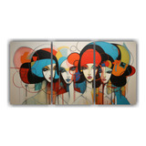 240x120cm Set 3 Canvas Tonos Habitación Meninas Abstractas