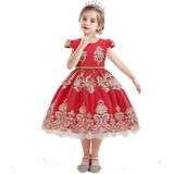 Vestido Princesa Elegante  Fiesta Niña Rojo