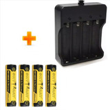 Pack Premium 4 Baterias Sky Ray 18650 + Cargador De 4 Slots