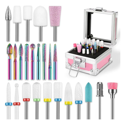 Babeefly 25pz Puntas Para Drill 20 Círculos De Arena Brocas De Uñas Con Caja Portabrocas Taladros Expositor De Brocas Para Manicura De Uñas En Casa Puntas Para Pulidores Drill Limpiador Cutículas Tala | Envío gratis
