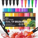 Plumones Punta Pincel Brush 48 Colores Marcadores Lettering